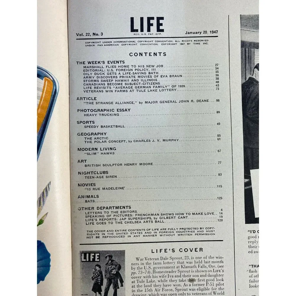 LIFE Magazine January 20 1947 Homesteading Veteran Dale Sprout Family Cover